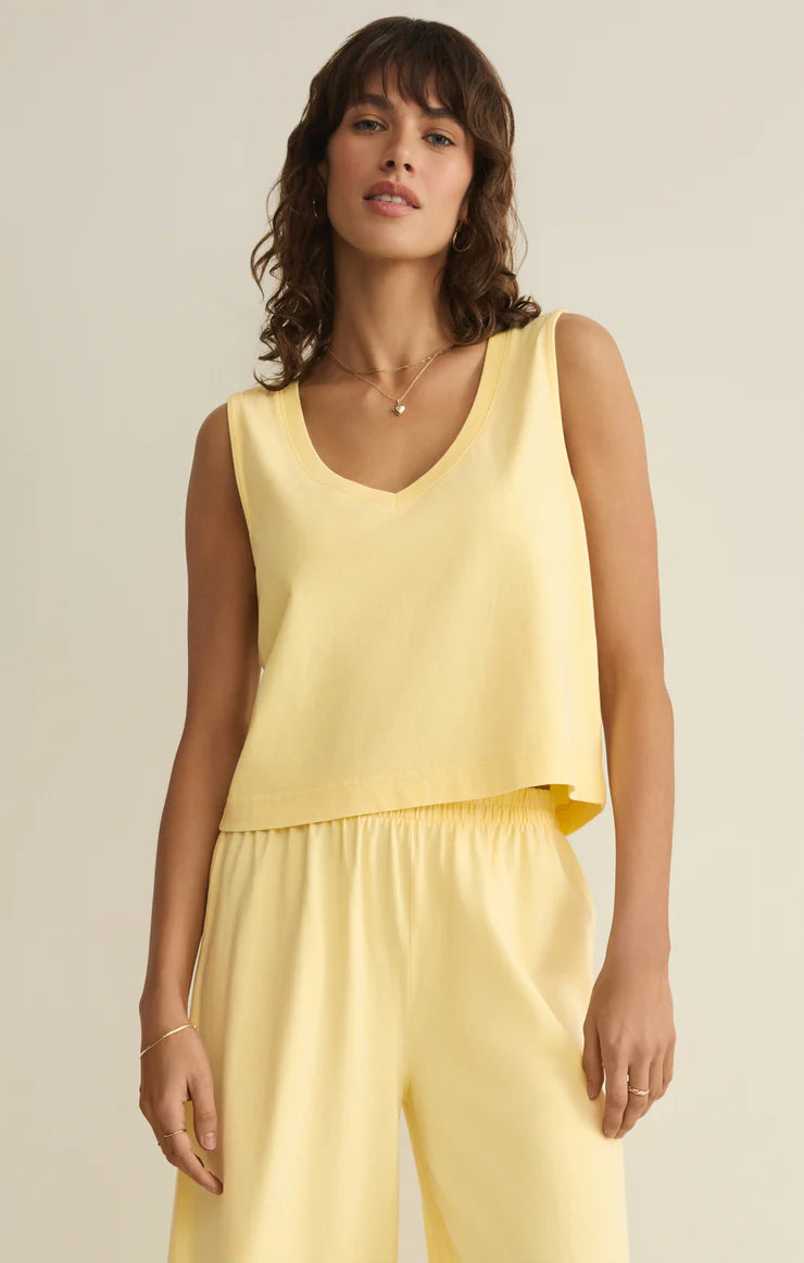 SLOANE V-NECK TOP | LEMON CITRUS