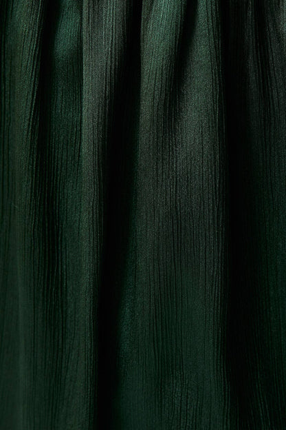 ROUND NECK SLEEVELESS SATIN RUCHED FIT & FLARE MINI DRESS