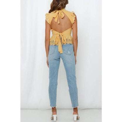 LACE RUFFLED BABYDOLL TOP