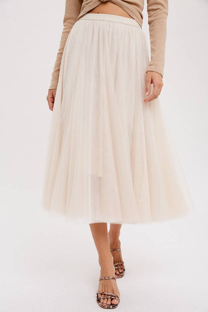 TULLE MAUVE MIDI SKIRT