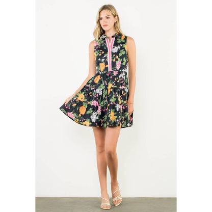Sleeveless Tiered Floral Print Dress
