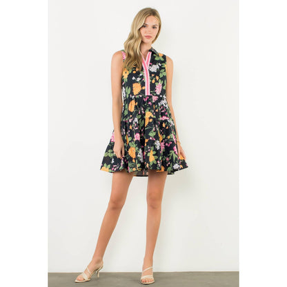 Sleeveless Tiered Floral Print Dress