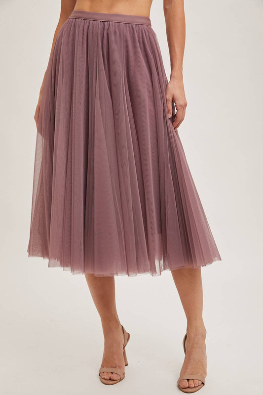 TULLE MAUVE MIDI SKIRT