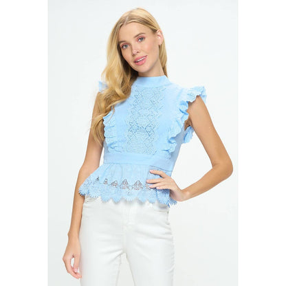 LACE RUFFLED BABYDOLL TOP