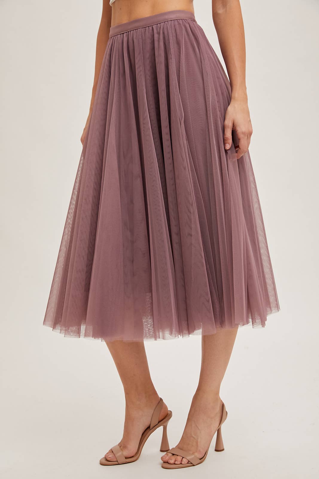 TULLE MAUVE MIDI SKIRT