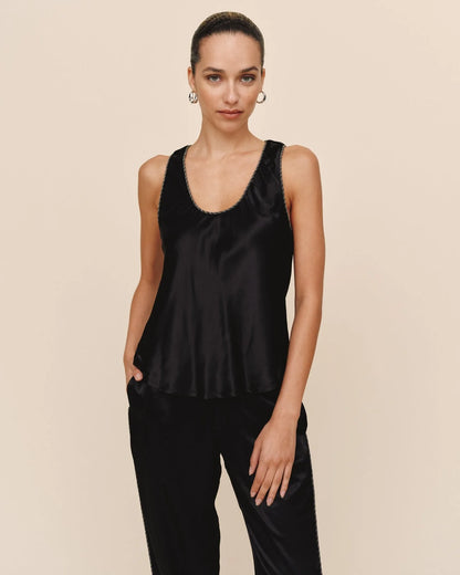 BEADED TRIM TANK | BLACK | BELLA DAHL