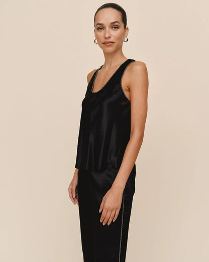BEADED TRIM TANK | BLACK | BELLA DAHL