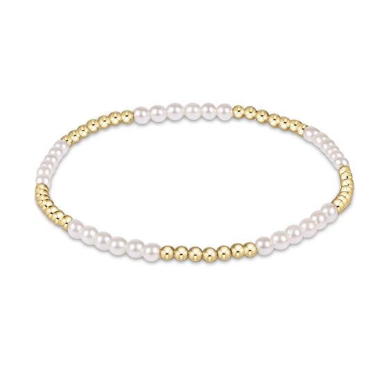 CLASSIC BLISSFUL PATTERN 2.5MM BEAD BRACELET | 3MM PEARL |E NEWTON