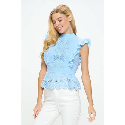 LACE RUFFLED BABYDOLL TOP