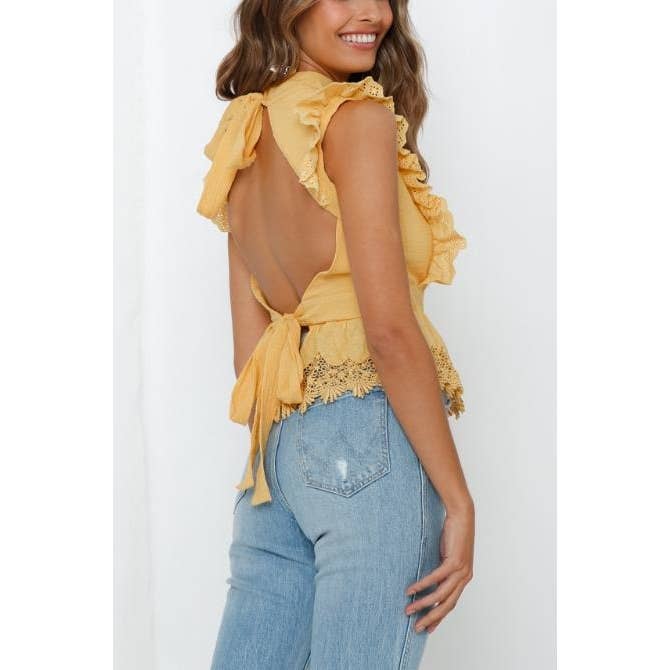 LACE RUFFLED BABYDOLL TOP