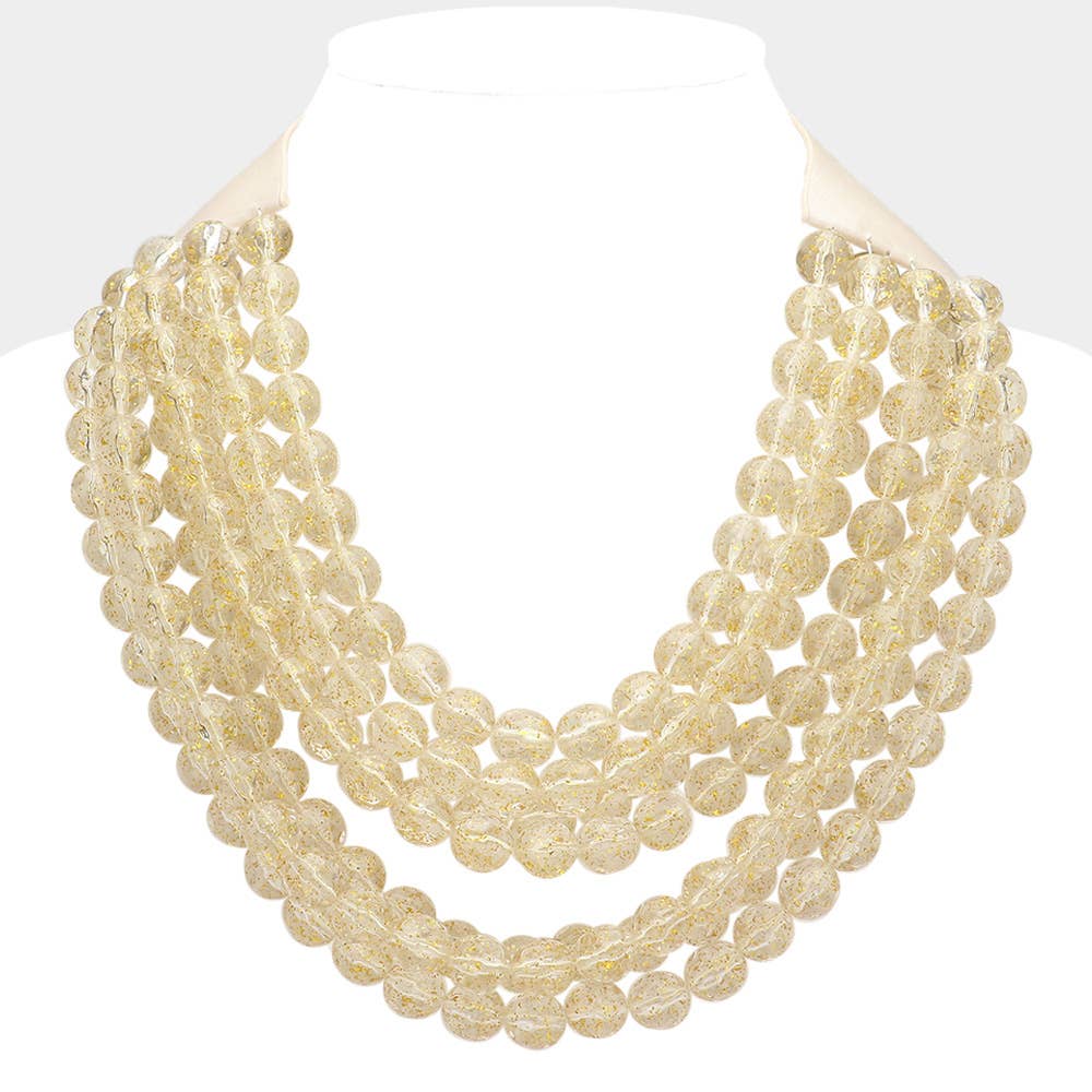 Chunky Acrylic Bead Layered Faux Leather Magnetic Necklace