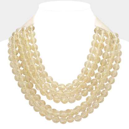 Chunky Acrylic Bead Layered Faux Leather Magnetic Necklace