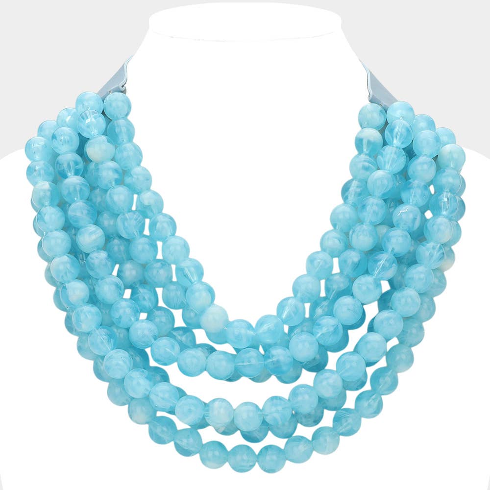 Chunky Acrylic Bead Layered Faux Leather Magnetic Necklace