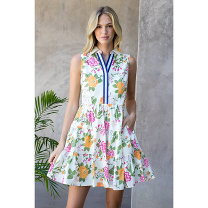 Sleeveless Tiered Floral Print Dress