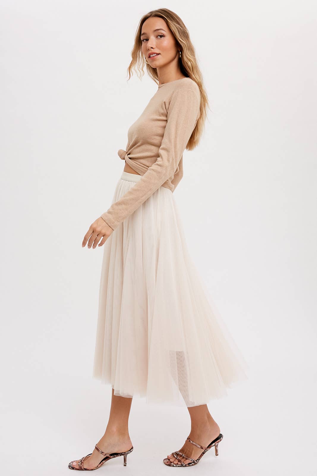 TULLE MAUVE MIDI SKIRT