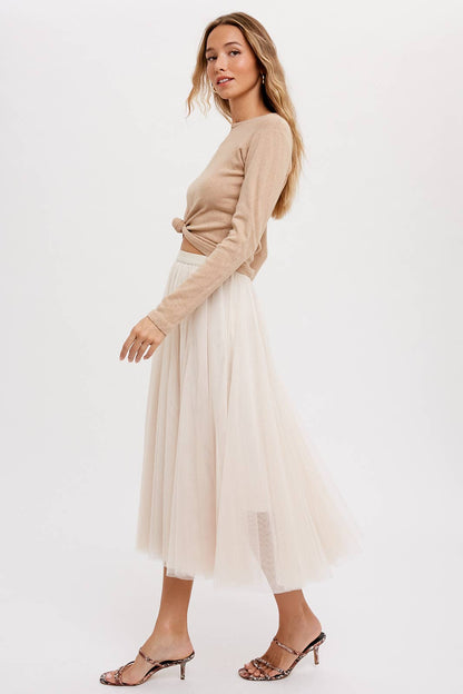 TULLE MAUVE MIDI SKIRT