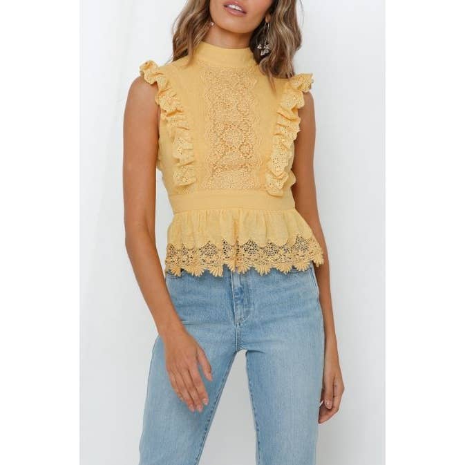 LACE RUFFLED BABYDOLL TOP