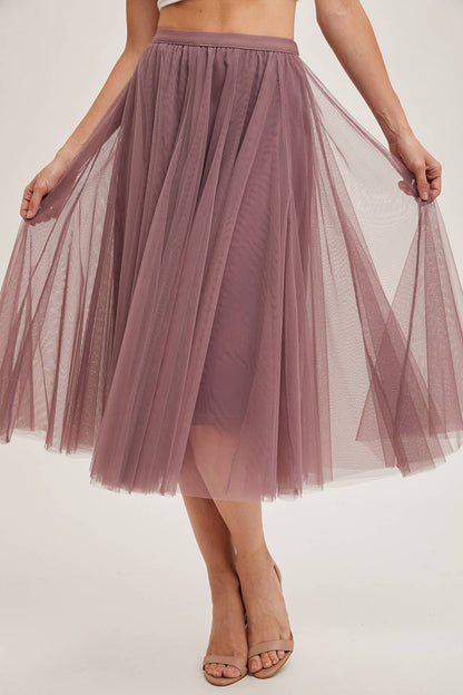 TULLE MAUVE MIDI SKIRT