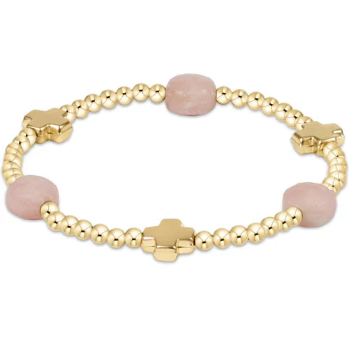 ENEWTON | SIGNATURE CROSS ADMIRE GOLD 3MM BRACELET | PINK OPAL