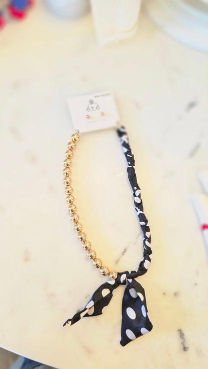 POLKA DOT SCARF NECKLACE/EARRING SET