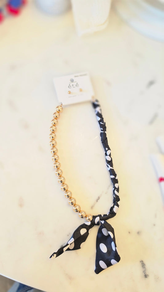 POLKA DOT SCARF NECKLACE/EARRING SET