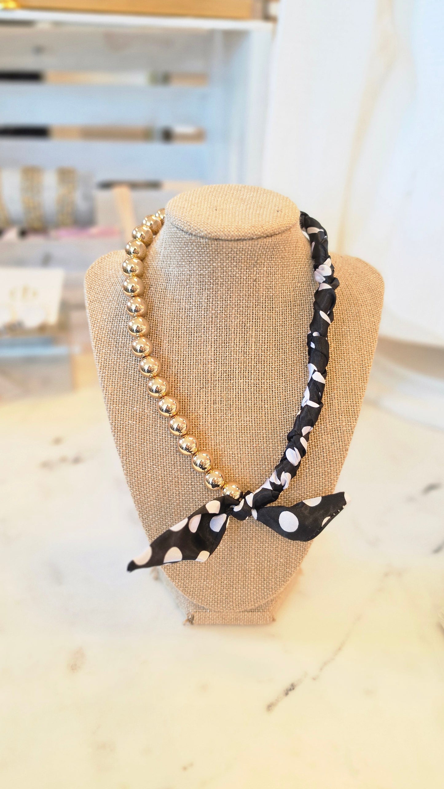 POLKA DOT SCARF NECKLACE/EARRING SET