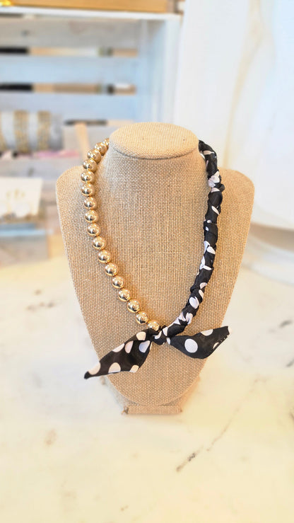 POLKA DOT SCARF NECKLACE/EARRING SET