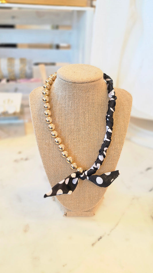 POLKA DOT SCARF NECKLACE/EARRING SET