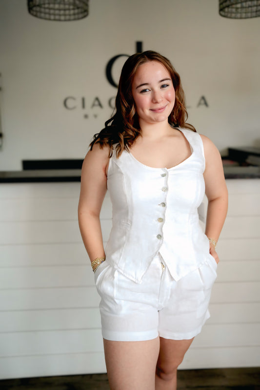 SCOOP NECK VEST | WHITE | BELLA DAHL