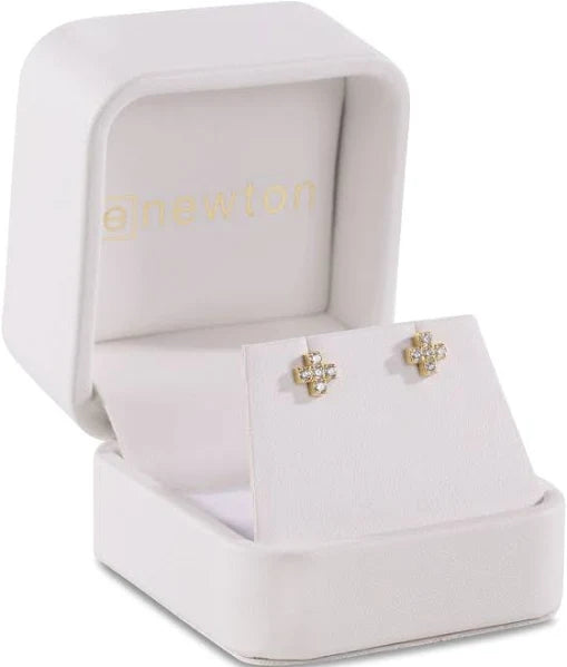 14K GOLD DIAMOND SIGNATURE CROSS STUDS | ENEWTON