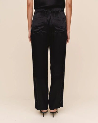 TROUSER WITH BEADED PIPING | BLACK | BELLA DAHL